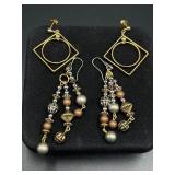 Two Pairs of Gold-Tone Earrings