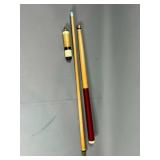 Two-Piece Wood Pool Cue With Red Wrap
