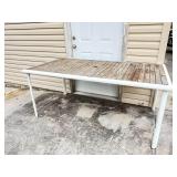 Rectangular Teak Slat Patio Table with Hole