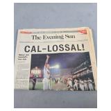 1995 Newspaper Celebrating Cal Ripkenï¿½s Record
