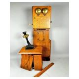 Early 20th Century Oak Wall Telephone