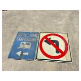 Two Metal Road Signs, Including ï¿½No Left Turnï¿½