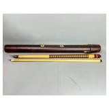 Two-Piece Pool Cue with Leather Case