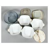 CorningWare Dishes with Lids and Marble Trivet
