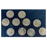 10 Kennedy Half Dollar Coins