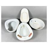 Four Porcelain and Enamel Bedpans