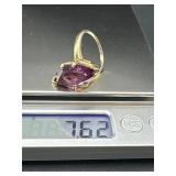 Gold-Tone Ring with Marquise-Cut Purple Stone