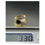 14 Karat Gold Ring with Two Hearts