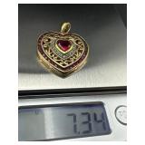 Sterling Silver 925 Heart Pendant with Gemstones