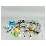 Group Lot of Padlocks with Keys and Keychains