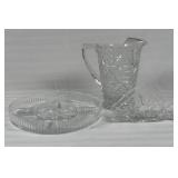Pressed Glass Pitcher and Tableware Set