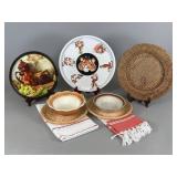 Decorative Plates, Bowls, and Textiles Set