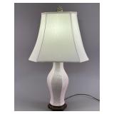 White Ceramic Lamp with Floral Design