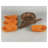 Wicker Baskets With Wooden Display