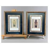 Framed Japanese Vase Artwork, Pair
