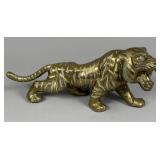 Brass Tiger Figurine, 16 Inches Long