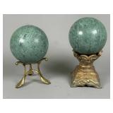 Green Stone Spheres with Stands
