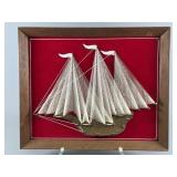 String Art Sailboat in Wooden Frame