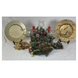 Holiday Decor Set with Plates and Candleholder