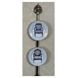 Fitz and Floyd Chair Motif Plates on Rack