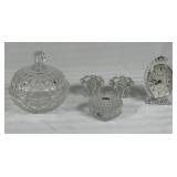 Crystal Clock, Bowl, Candle Holders, and Boxed Set