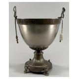 Silver-Toned Bowl with Ornate Handles