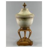 Decorative Lidded Urn on Wooden Base