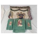 Angel Throw Blanket and Santa Hand Towels Set