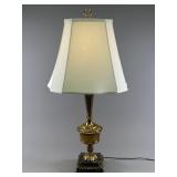 Brass and Marble Table Lamp with Shade