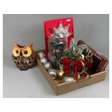 Holiday Decor and Ceramic Owl Set