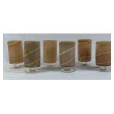 Six Glass Tumblers with Abstract Design