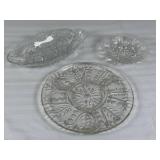 Three Clear Pressed Glass Dishes