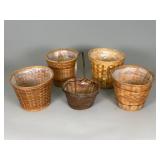 Five Woven Baskets with Liners
