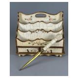 Hand-Painted Wooden Desk Organizer with Letter Ope