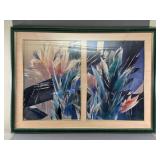 Large Framed Abstract Flowers Print