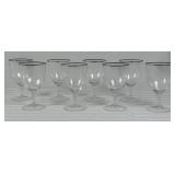 8 Clear Glasses with Silver Trim