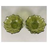 Green Glass Floral Bowls