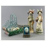 Easter Figurines with Basket and Painted Egg