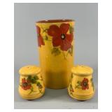 Floral Ceramic Vase and Shaker Set