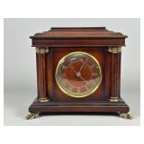 Bombay Wooden Mantel Clock with Brass Accents