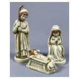 Three-Piece Ceramic Nativity Figurine Set