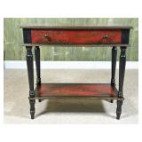 Decorative Two-Tier Wooden Table with Drawer