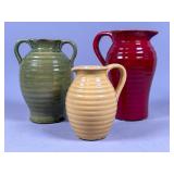 Three Glazed Ceramic Pitchers