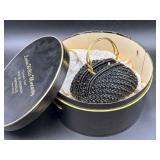 Black Beaded Evening Bag with Gold Handle