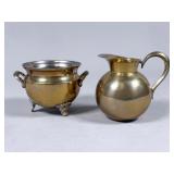 Brass Pitcher and Footed Bowl Set