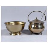 Brass Bowl and Lidded Sugar Pot Set