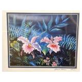 Framed Floral Print with Signature