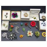 Flower Motif Brooches and Pins