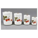 Four Ceramic Jars w/ Strawberry Motif