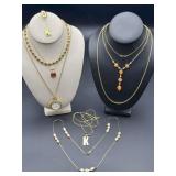 Gold-Tone Necklaces and Brooch